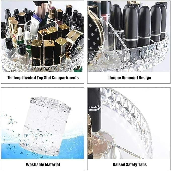 Makeup Organizer Adjustable 360 Rotation Box Case